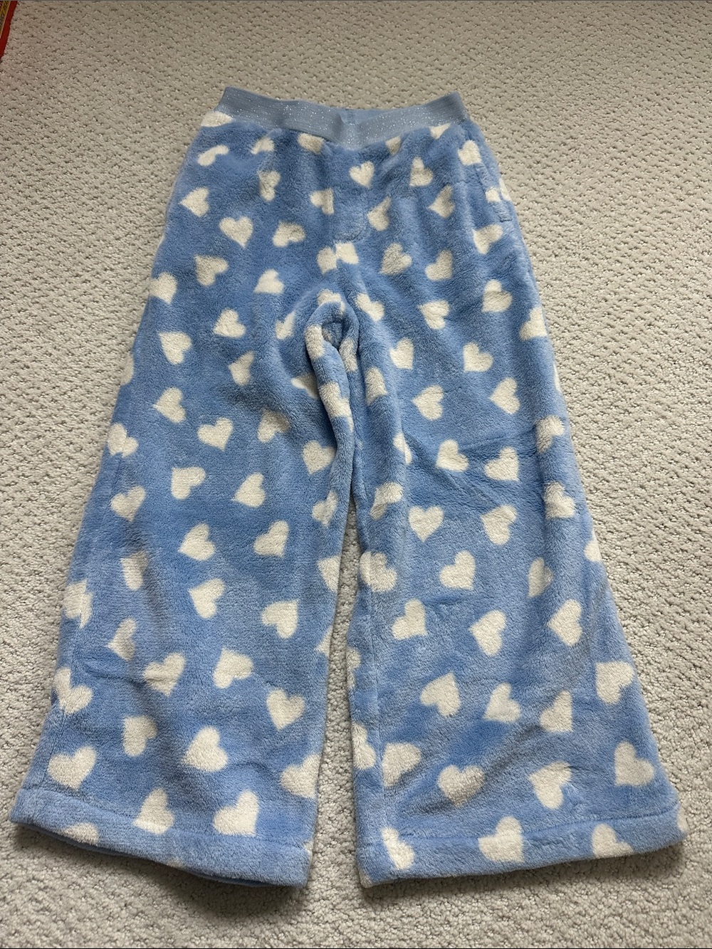 GAP Blue and White Heart Fleece Pajama Bottoms